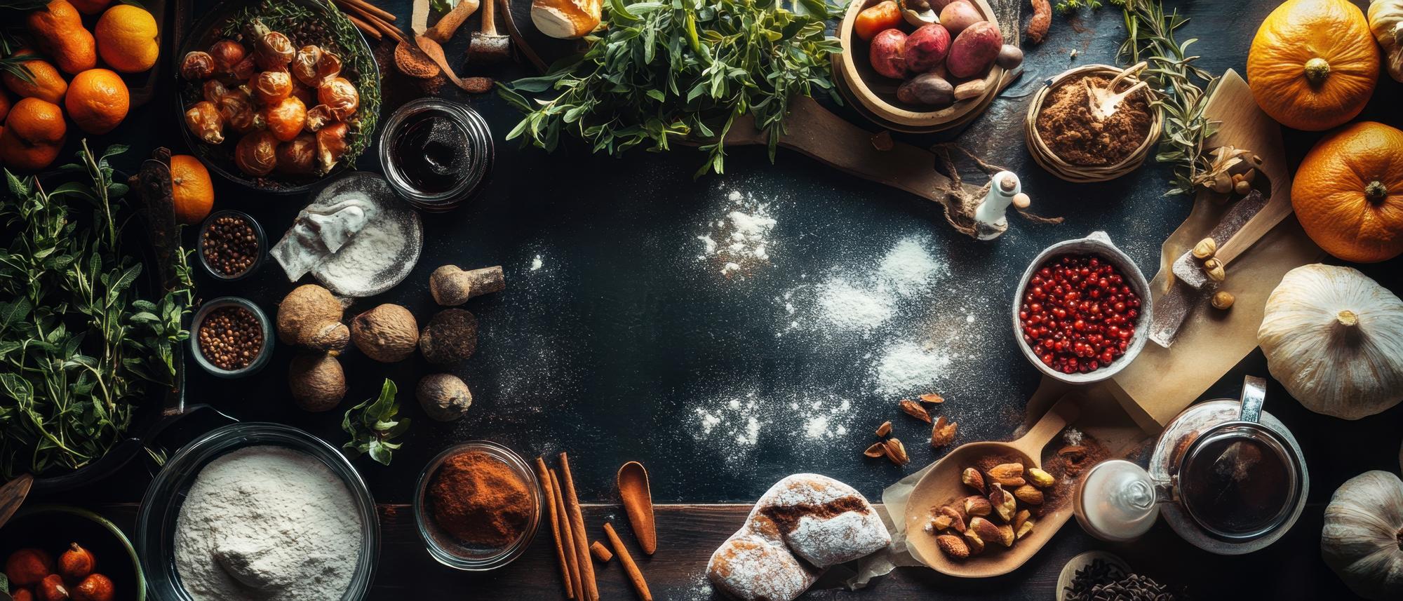 Duże zbliżenie na stół warsztatowy z ingrediencjami